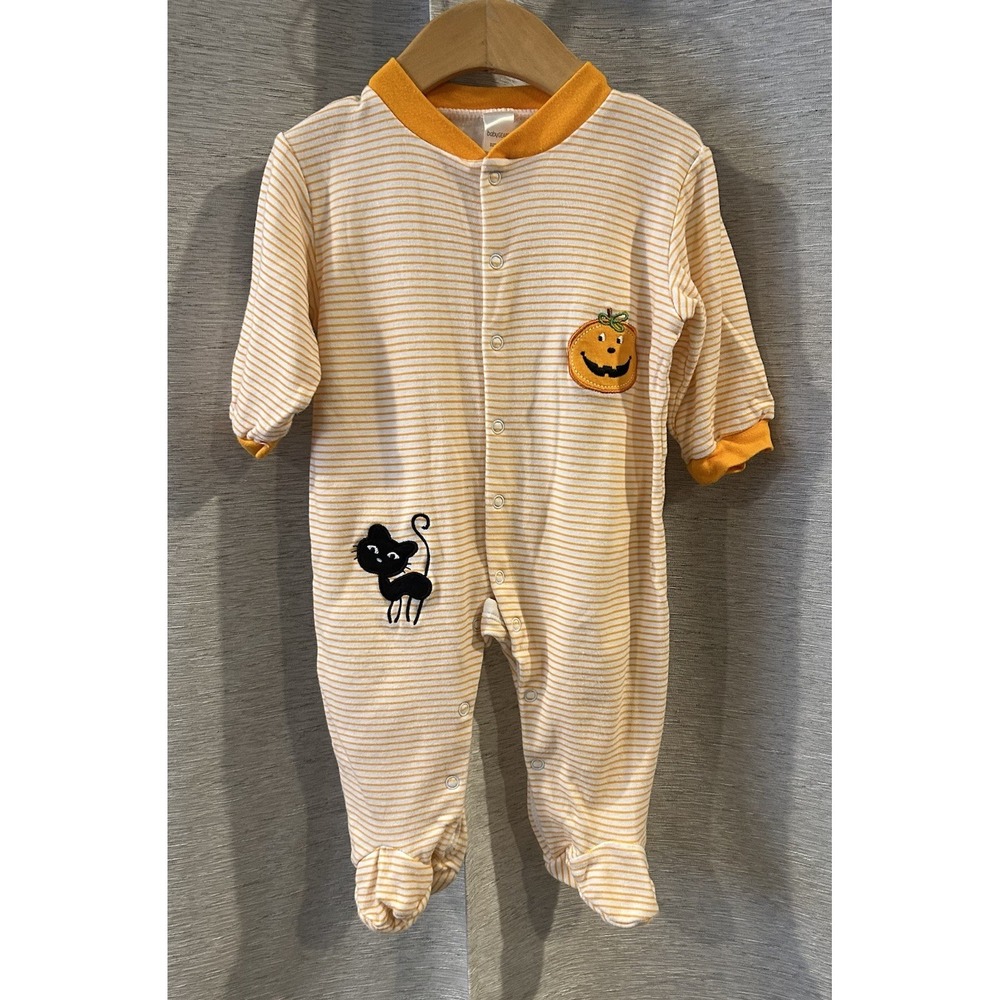 Baby One-piece Pumpkin Halloween Jack-o-lantern‎ Sz 3-6 Months